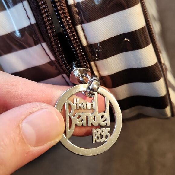 Henri Bendel Brown and White Striped Clear Cosmetic Bag - Picture 10 of 10